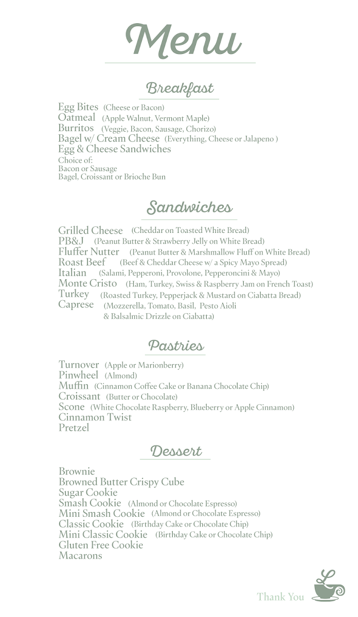 Menu The Loft Bakeshop & Cafe-1